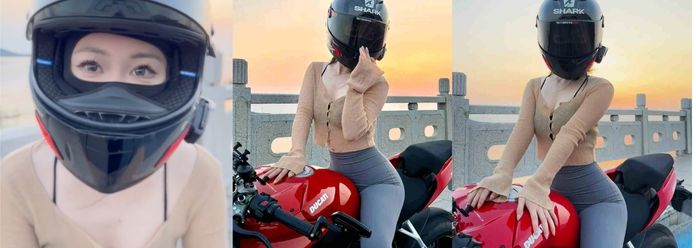 抖音知名机车网红，喜欢穿着瑜伽裤骑车，更喜欢穿着瑜伽裤在家中自慰，使用道具插逼！